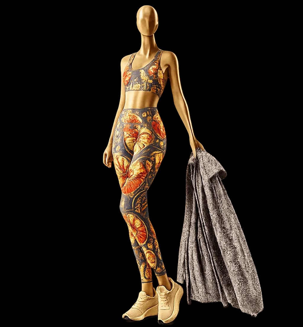 Maniquí con leggings estampados desarrollados por Artikemotion