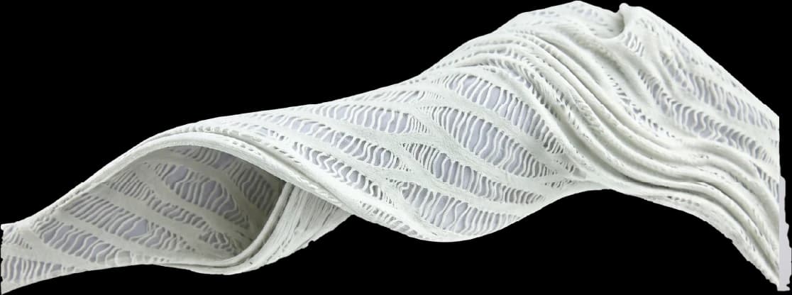 Tela blanca con textura ondulada tridimensional.