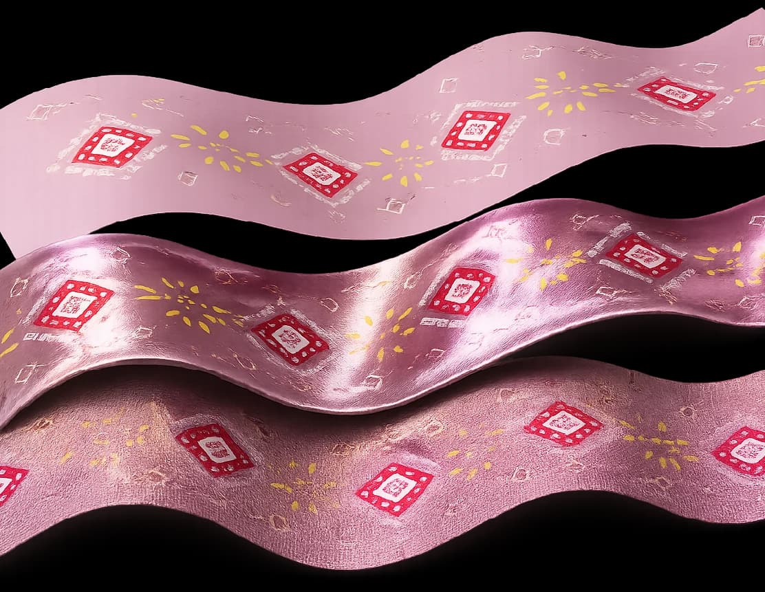 Tres versiones de la misma tela: diseño en papel, sublimación y estampación digital